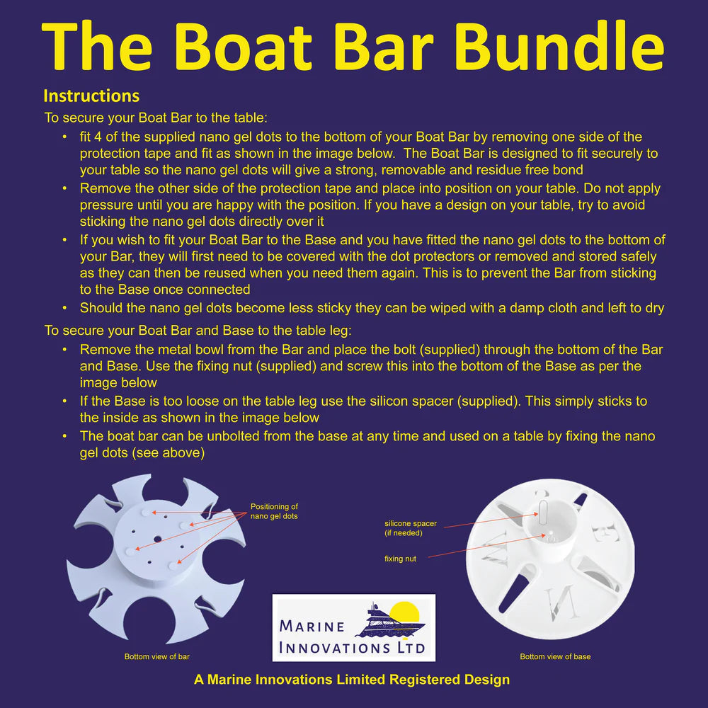 The Boat Bar Bundle - Holds up to 8 drinks and a bottle, fits to your table leg