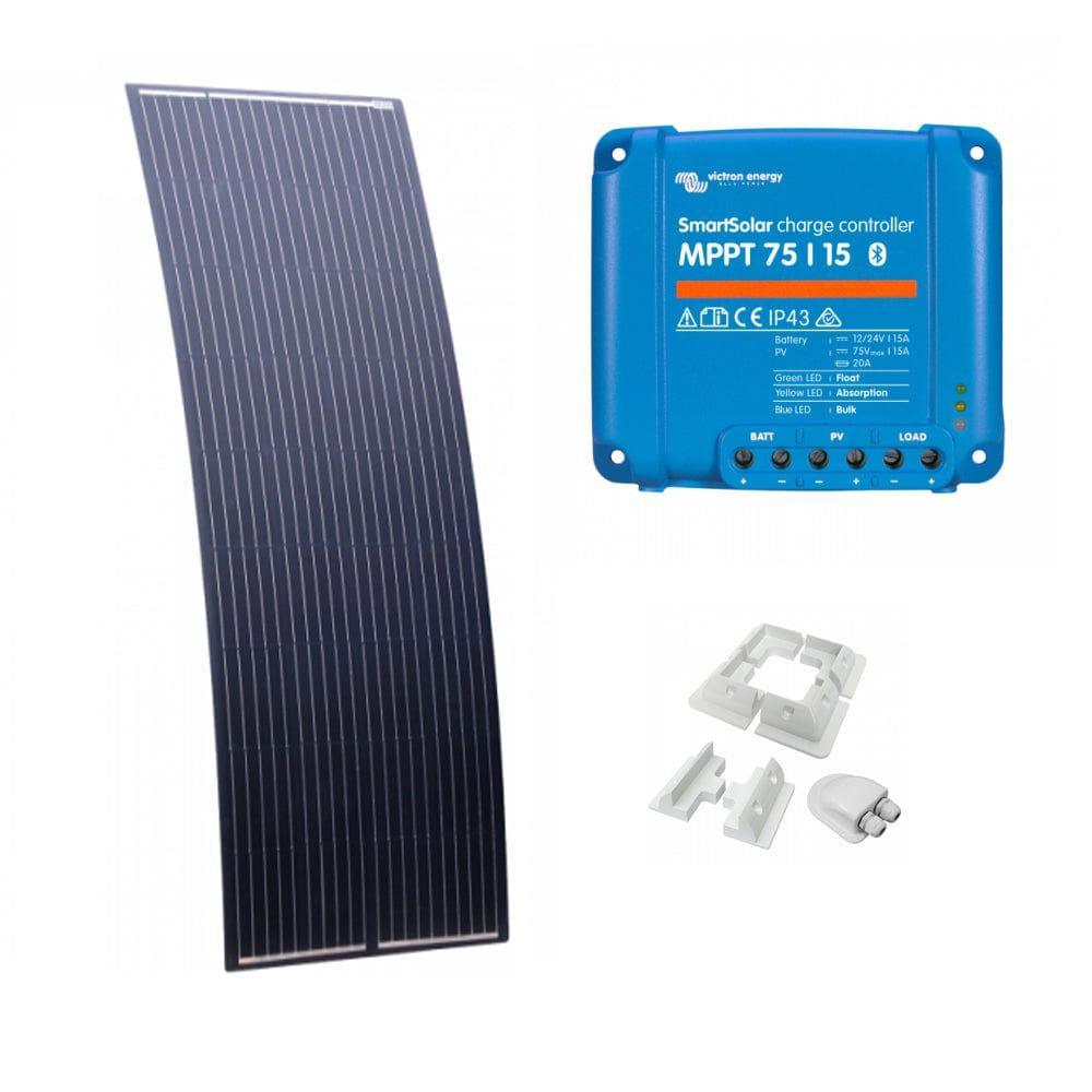 180w Black Mono Semiflexible Solar Panel Kit with Victron SmartSolar MPPT - 4Boats