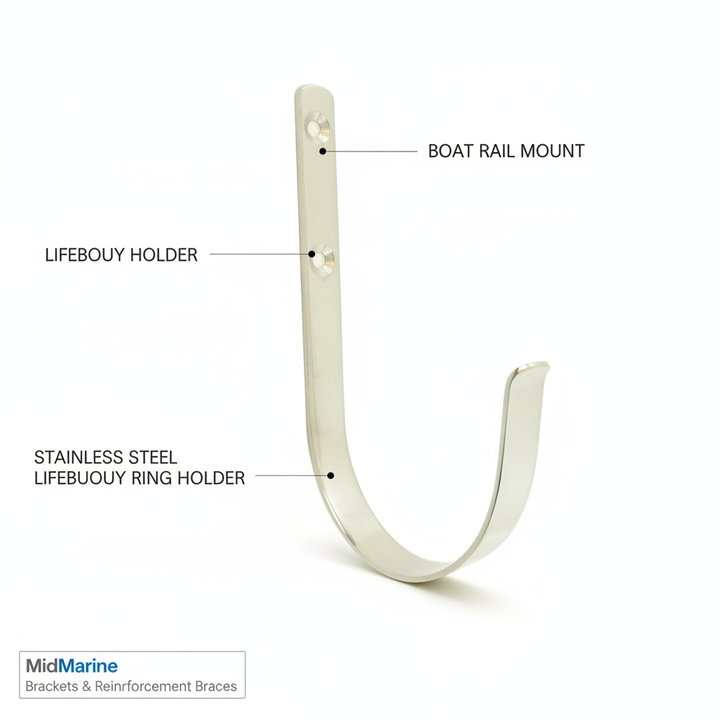 Lifebuoy Ring Stainless Steel Holder | 4Boats - Technical specification image 2