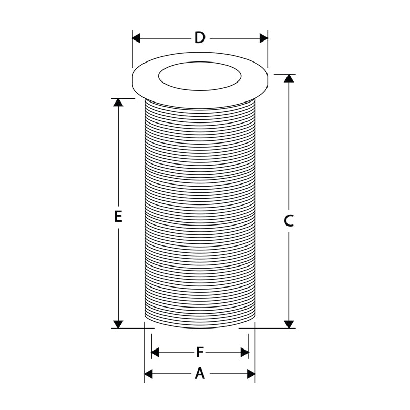 Thru-Hull Standard Flange, Threaded 1'' – L.87mm, White