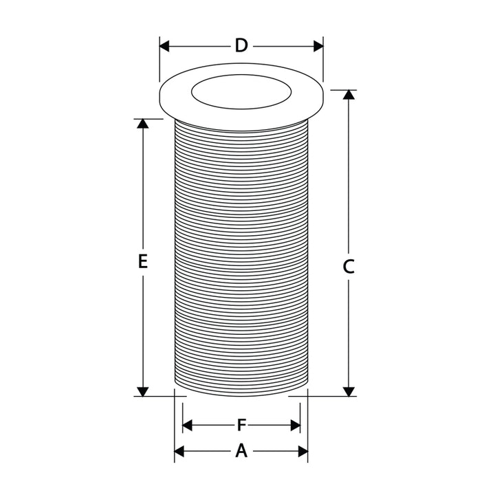 Thru-Hull Standard Flange, Threaded 1'' – L.87mm, White