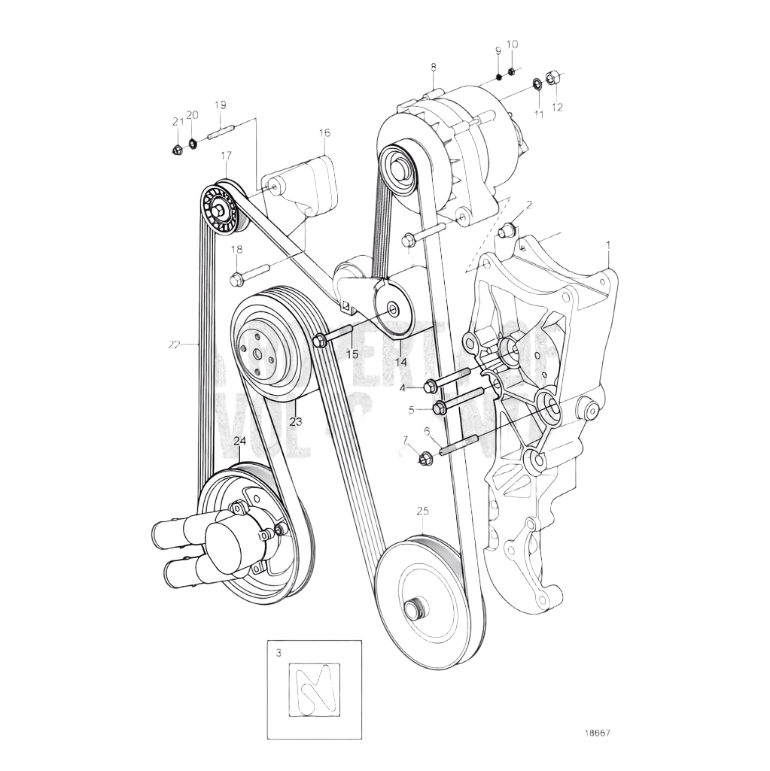 Volvo Penta Serpentine Belt and Alternator 3863274 - DRIVE BELT - VP3889124| Genuine OEM Replacement