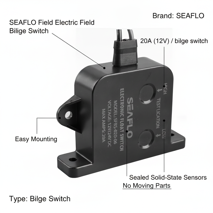 SEAFLO Field Electric Field Bilge Switch 20A (12V)/10A | 4Boats - UK Stock image 1