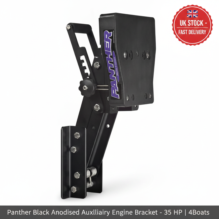 Panther Black Anodised Auxiliary Engine Bracket - 35 HP | 4Boats - UK Stock image 1