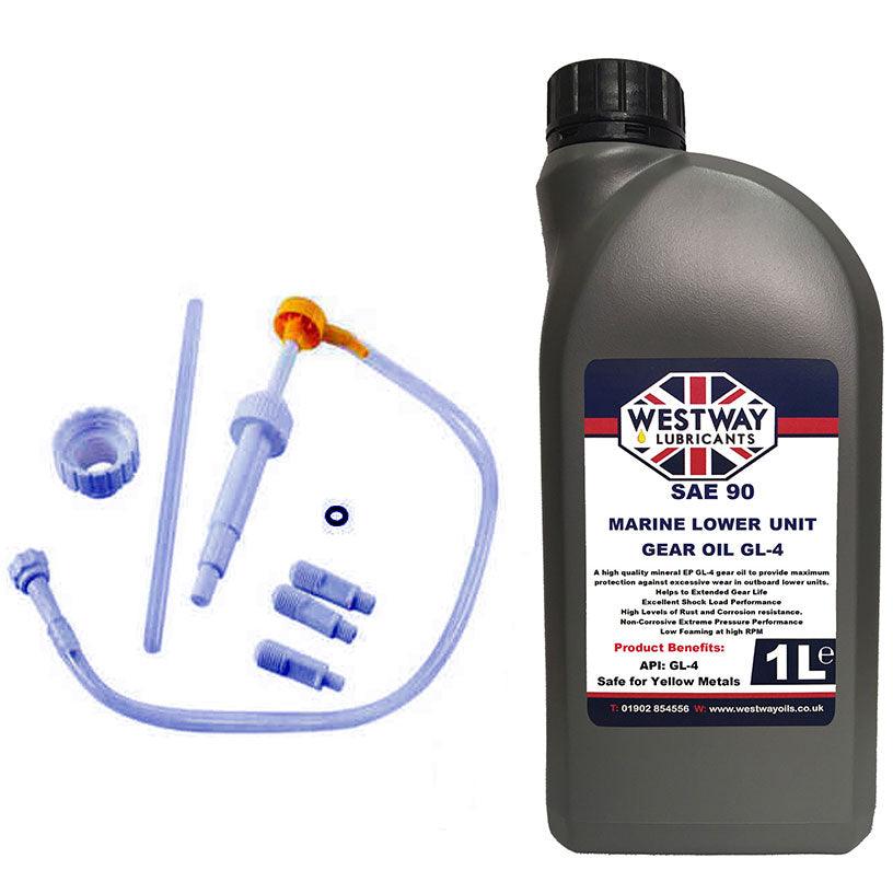 1L WestWay GEAR OIL CHANGE KIT INCL FILLING PUMP FOR YAMAHA OUTBOARD - 4Boats