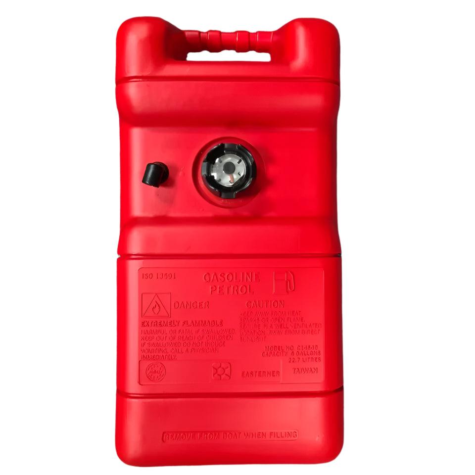 22.7L boat fuel tank in red with ergonomic handle and secure cap for easy filling