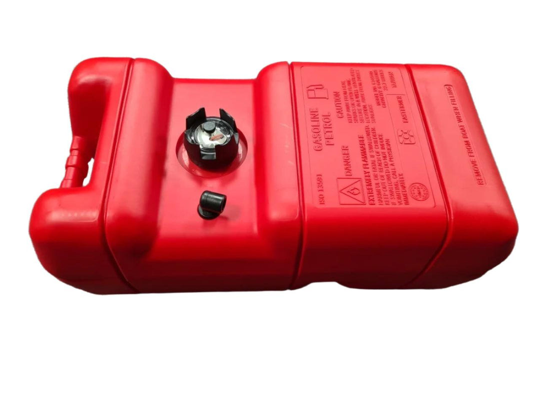 MidMarine 22.7L boat fuel tank in red with integrated handle and safety features for marine use