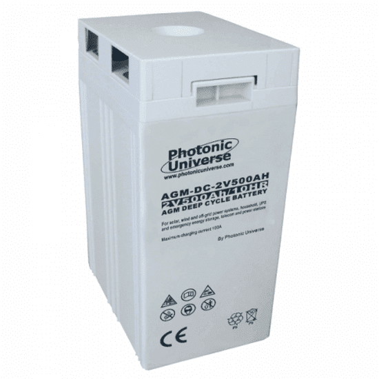 24V 500Ah AGM deep cycle battery bank (12 x 2V batteries) for large power systems and energy storage - 4Boats
