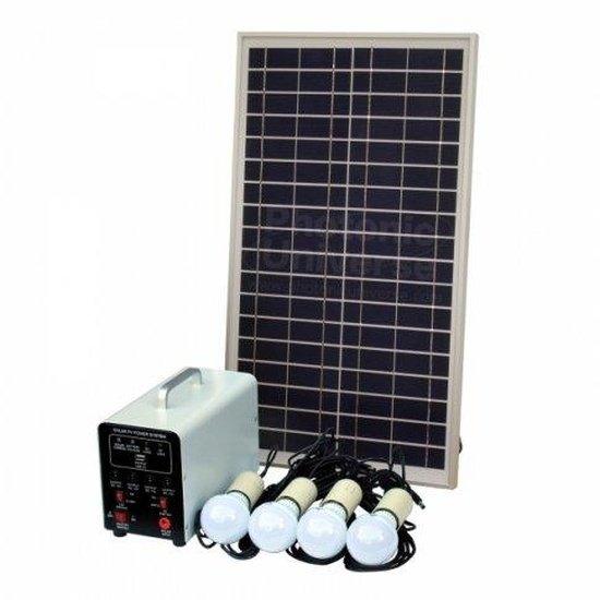 25W Off-Grid Solar Lighting System with 4 LED Lights, Solar Panel and Battery - 4Boats