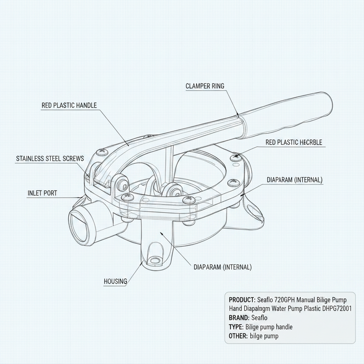 Seaflo Manual Plastic Bilge Pump Handle DHPG720 | 4Boats - Technical specification image 3