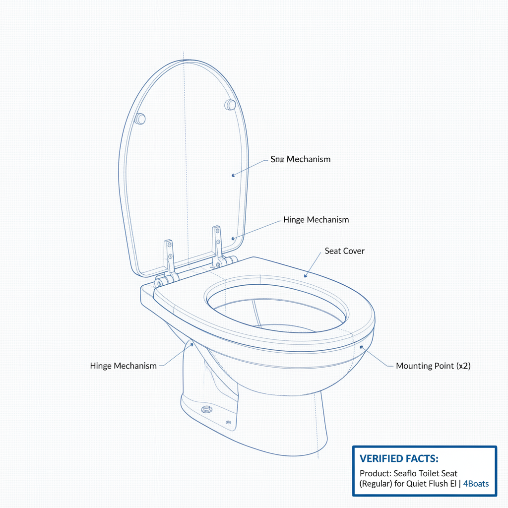 Seaflo Toilet Seat (Regular) for Quiet Flush El | 4Boats - Technical specification image 3