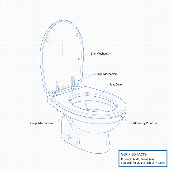 Seaflo Toilet Seat (Regular) for Quiet Flush El | 4Boats - Technical specification image 3