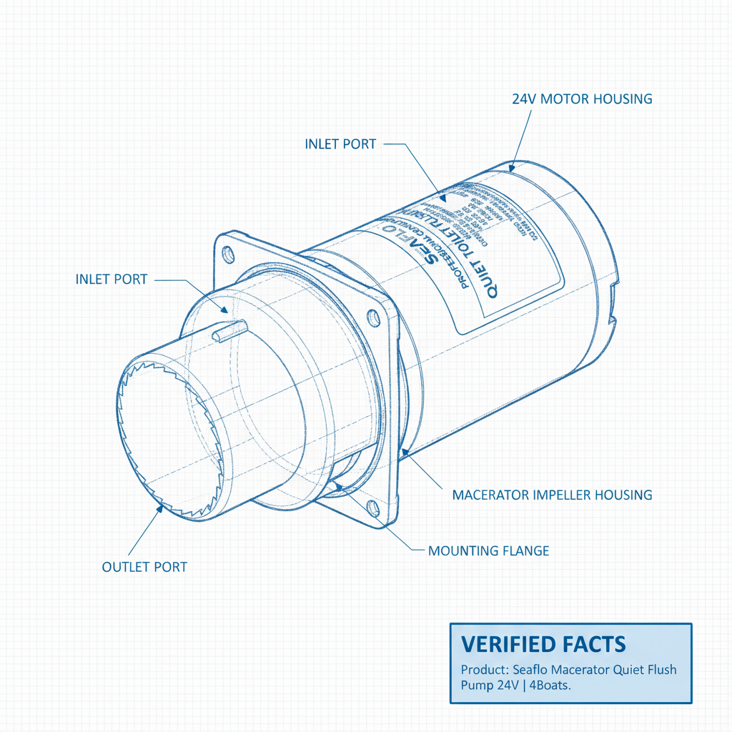 Seaflo Macerator Quiet Flush Pump 24V | 4Boats - Technical specification image 3