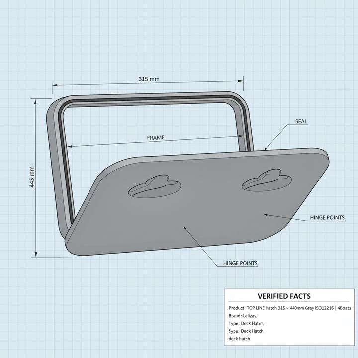TOP LINE Hatch 315 × 440mm Grey ISO12216 | 4Boats - Technical specification image 3