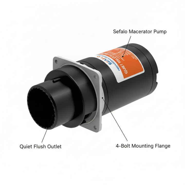 Seaflo Macerator Quiet Flush Pump 24V | 4Boats - Technical specification image 2