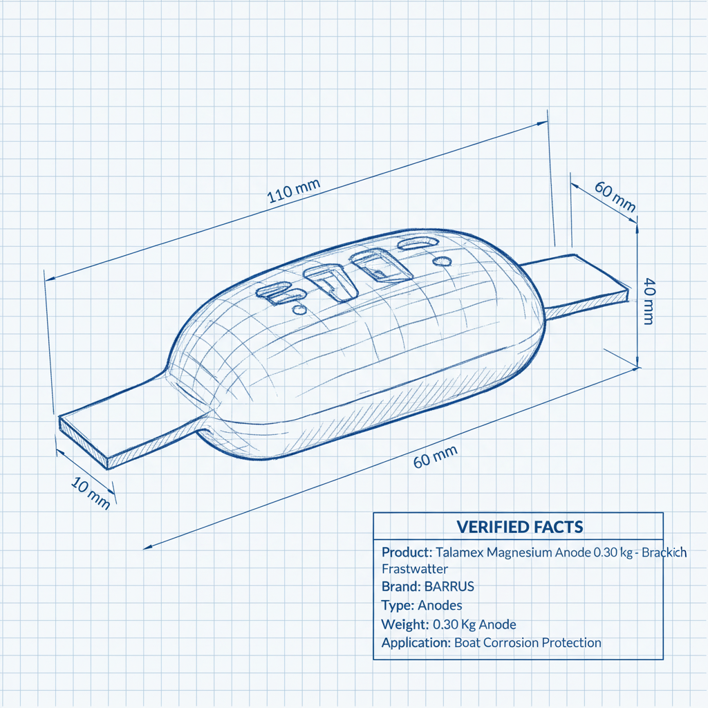 Talamex Magnesium Anode 0.30 kg - Brackish & Freshwater | 4Boats - Technical specification image 3