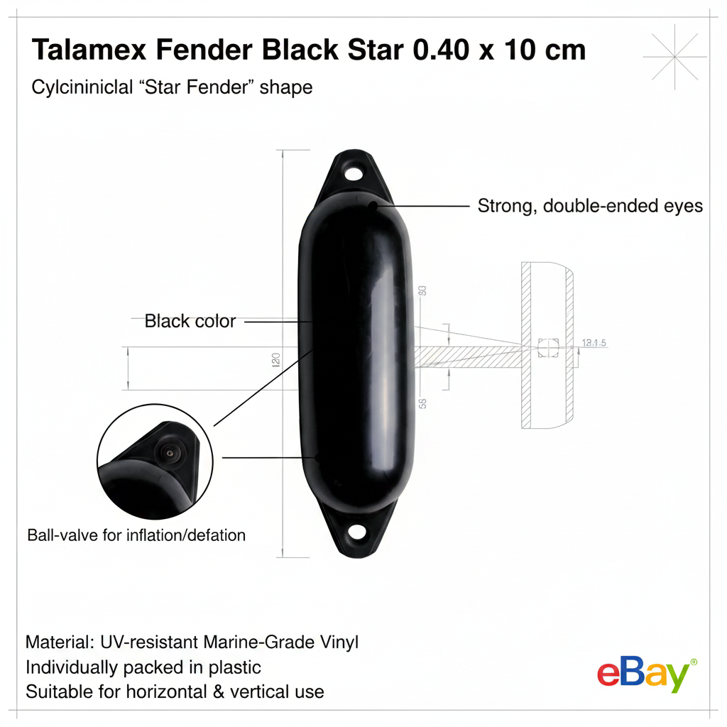 Talamex Fender Fender Fender Black Star 40 × 10 cm | 4Boats - Technical specification image 4