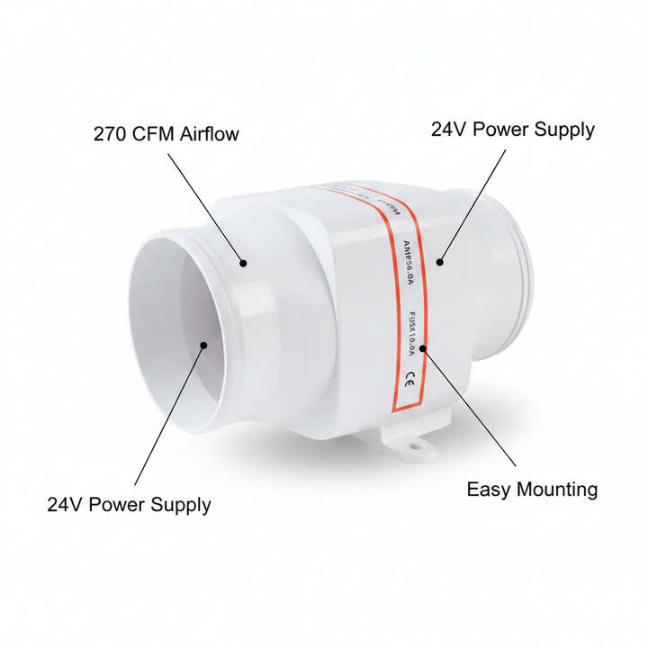Seaflo Bilge 24V 270 CFM Bilge Blower | 4Boats - Technical specification image 2