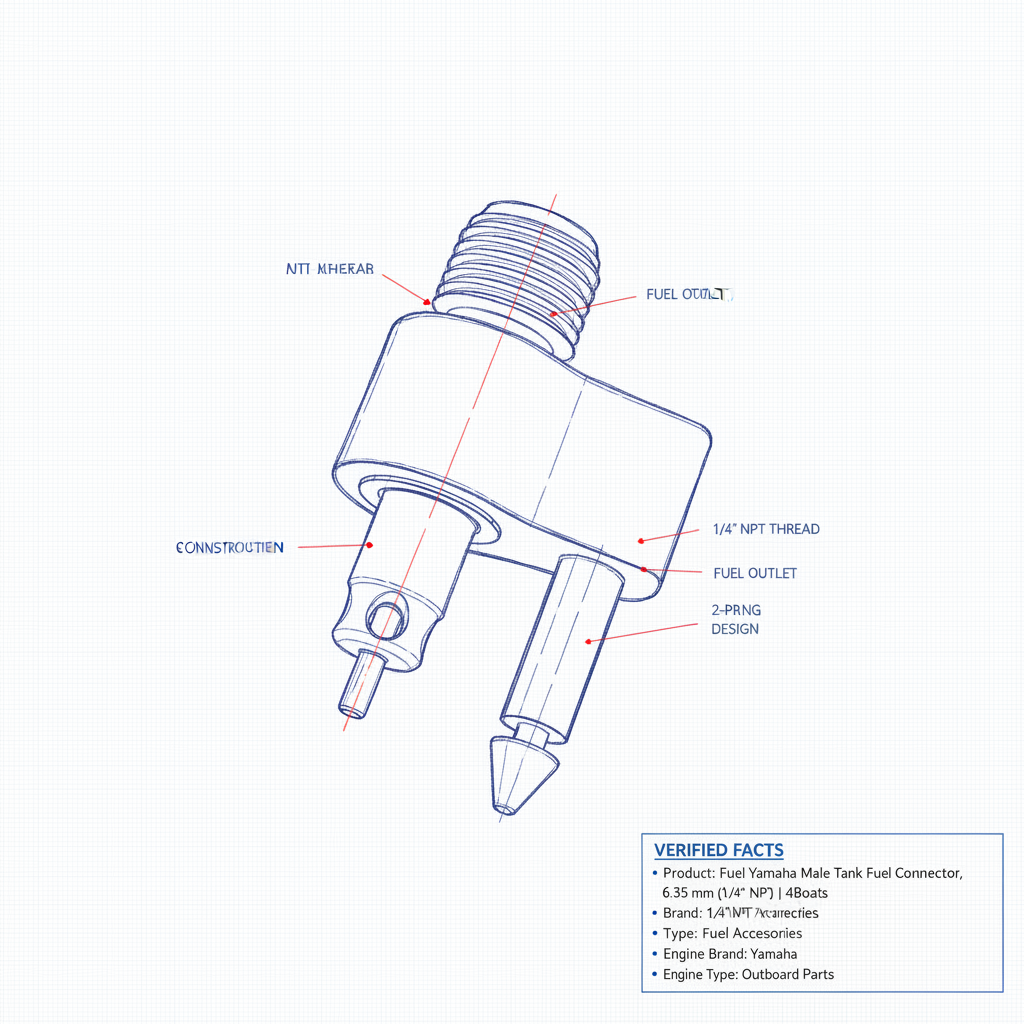 Fuel Yamaha Male Tank Fuel Connector, 6.35 mm (1/4\" NPT) | 4Boats - Technical specification image 3