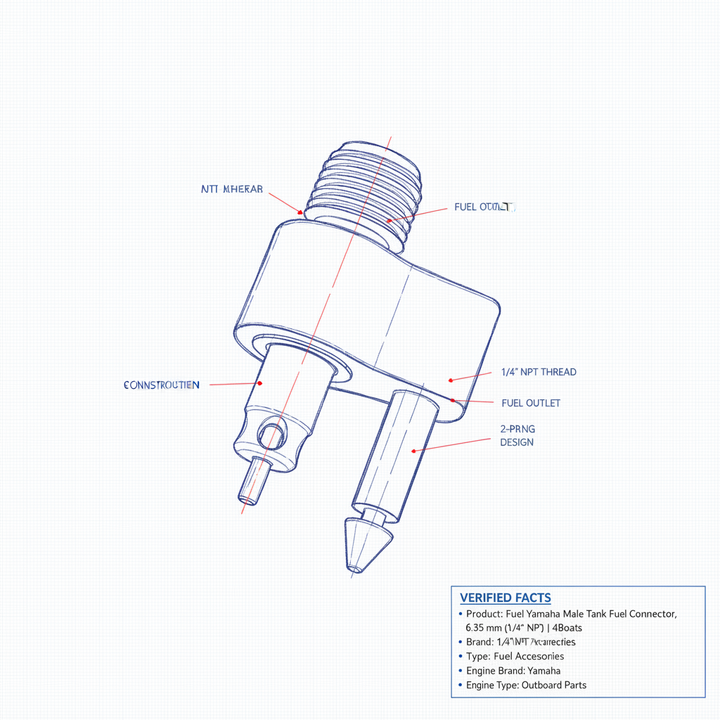 Fuel Yamaha Male Tank Fuel Connector, 6.35 mm (1/4\" NPT) | 4Boats - Technical specification image 3