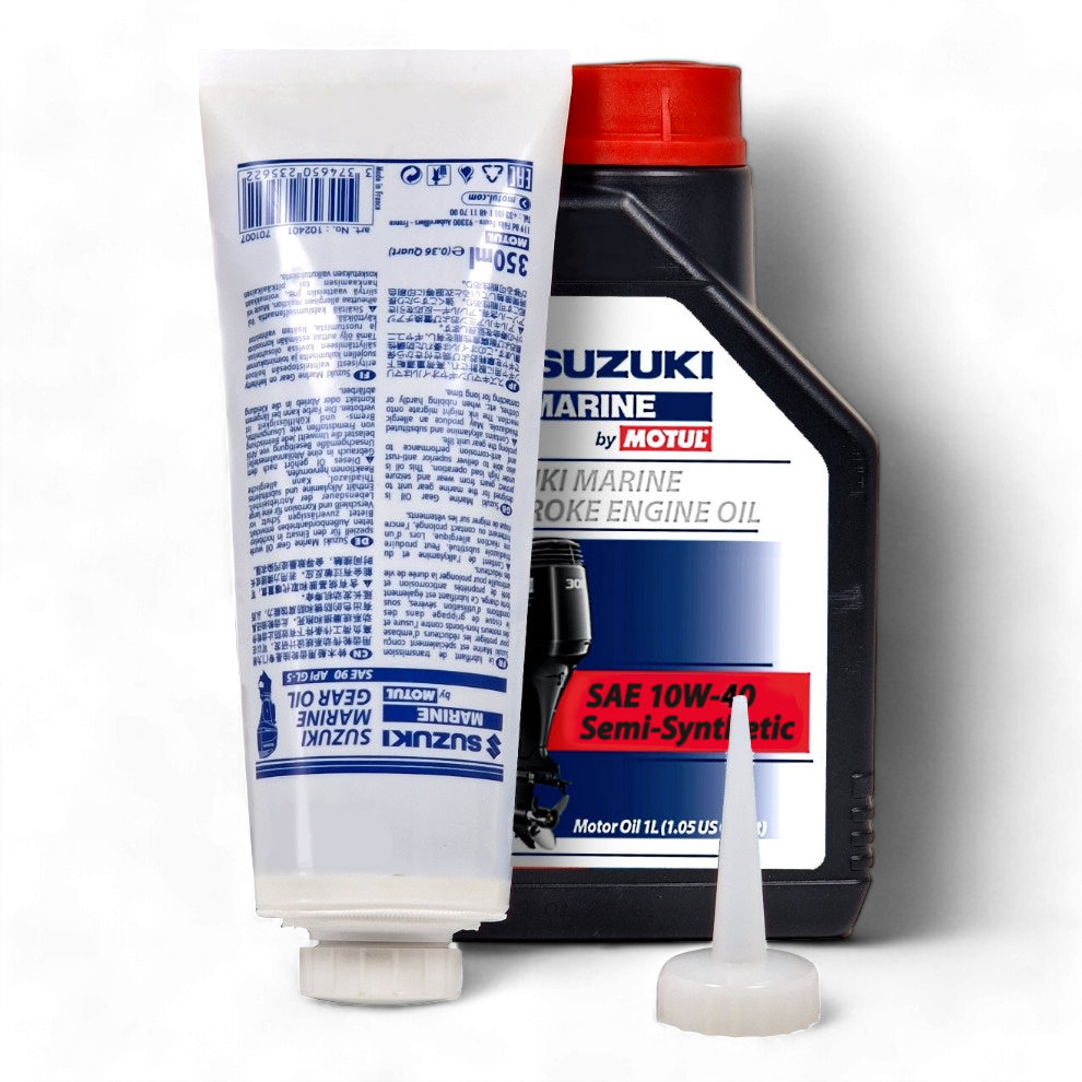 W Connector For Ropes Suzuki Oil Change Kit – 1L 10W-40 Engine Oil + SAE 90 Gear Oil – 4Boats