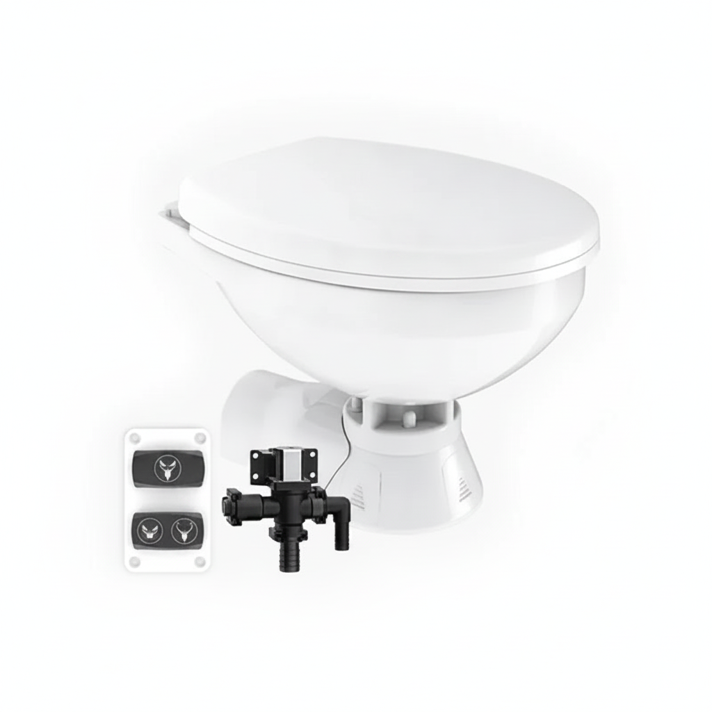 Seaflo Quiet Flush Freshwater Electric Toilet 24V Regular - Alternative angle image 2