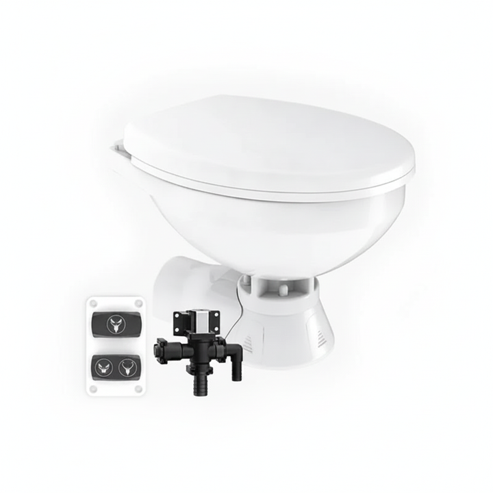 Seaflo Quiet Flush Freshwater Electric Toilet 24V Regular - Alternative angle image 2