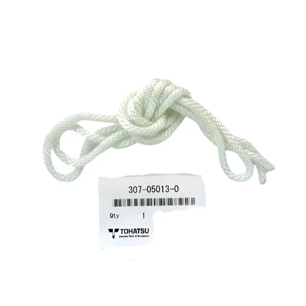 White rope with a label on a light gray background