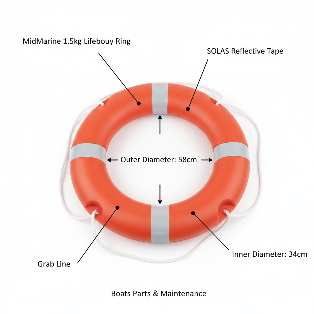 1.5kg Lifebuoy Ring 58cm SOLAS MED Compliant Marine Safety Life Ring Small Boat - UK Stock image 1
