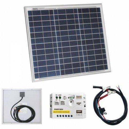 30W 12V solar charging kit with 5A solar charge controller and battery cables with crocodile clips - 4Boats