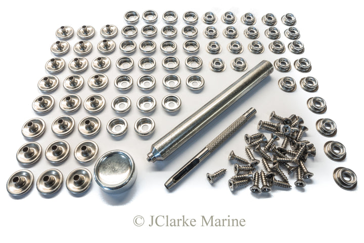 316 Stainless steel snap fastener kit canvas to deck - 4Boats