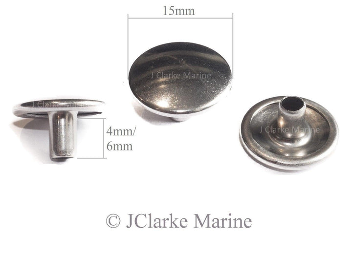 316 Stainless steel snap fastener kit canvas to deck - 4Boats