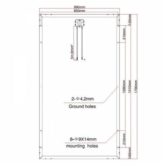 320W 12V solar panel with 5m cable - 4Boats