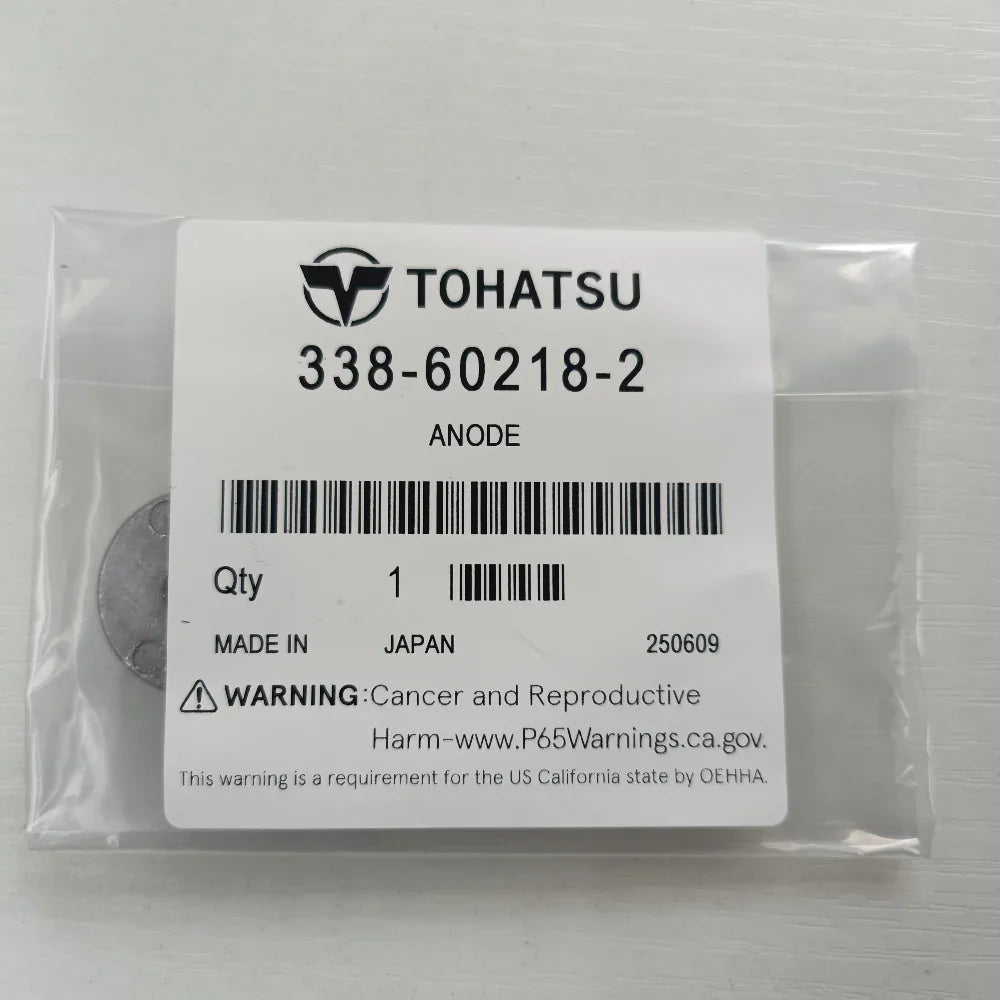 Packaged TOHATSU anode with label on a white background