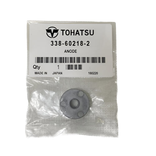 Tohatsu anode in packaging with label on a white background