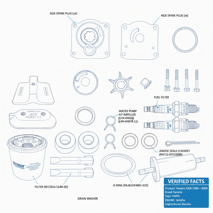 Yamaha F20A four-stroke outboards manufactured from 1998 through 2009 service kit with oils image 4
