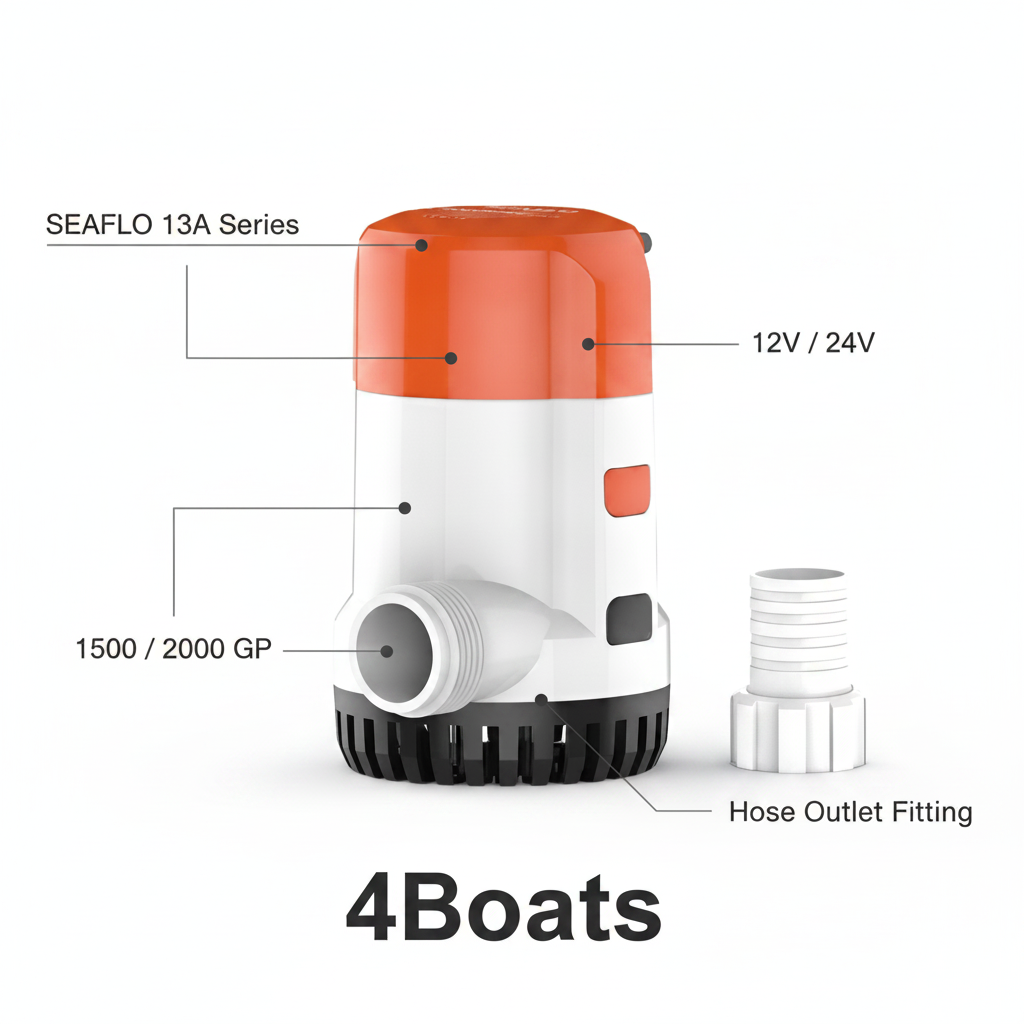 SEAFLO Bilge 13A Series Bilge Pump 12V/24V 1500/2000 GP | 4Boats - UK Stock image 1