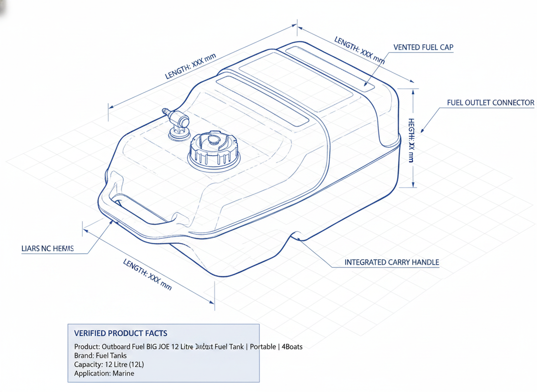 Outboard Fuel BIG JOE 12 Litre Outboard Fuel Tank | Portable | 4Boats - Technical specification image 3