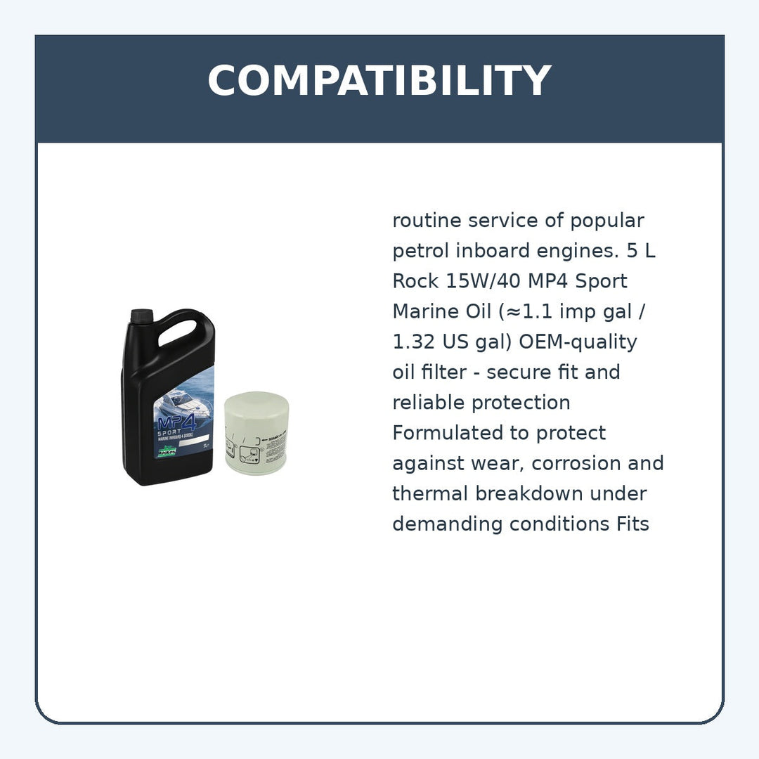 Oil | Filter Change Kit 2.5L | 6.2L Inboard Engines | 4Boats - compatibility guide