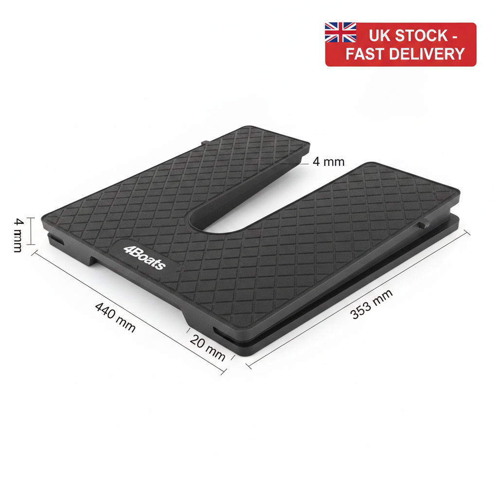 Black Plastic Outboard Transom Pad 440×353 mm - 4-20 mm | 4Boats - UK Stock image 1