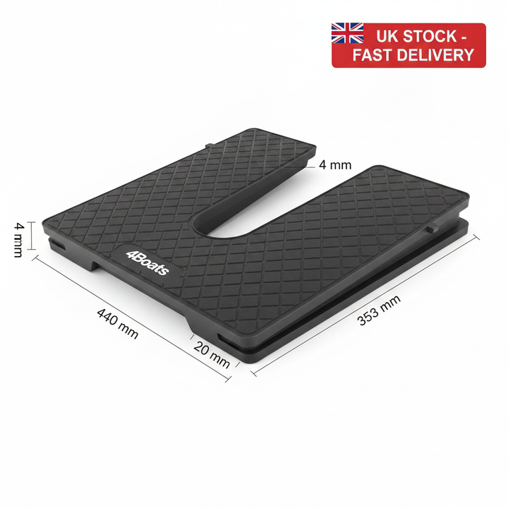 Black Plastic Outboard Transom Pad 440×353 mm - 4-20 mm | 4Boats - UK Stock image 1