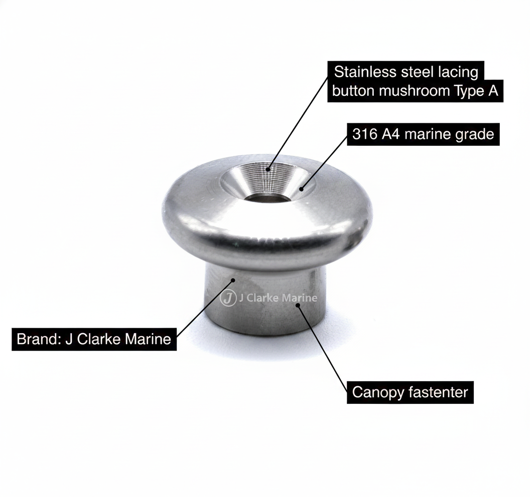 Stainless steel lacing button mushroom Type A 316 A4 marine grade - Technical specification image 2