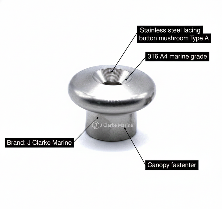 Stainless steel lacing button mushroom Type A 316 A4 marine grade - Technical specification image 2