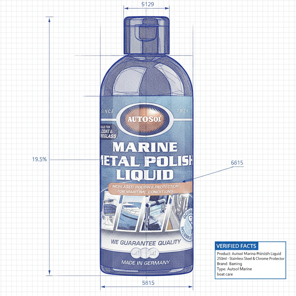 Autosol Marine Metal Polish Liquid 250ml - Stainless Steel & Chrome Protector - Technical specification image 3