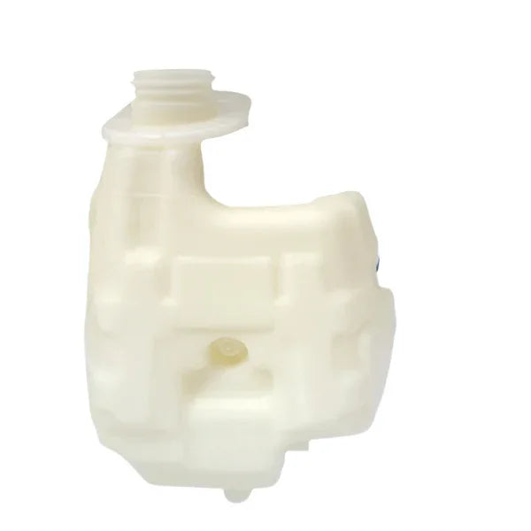 White plastic component with a label on a white background
