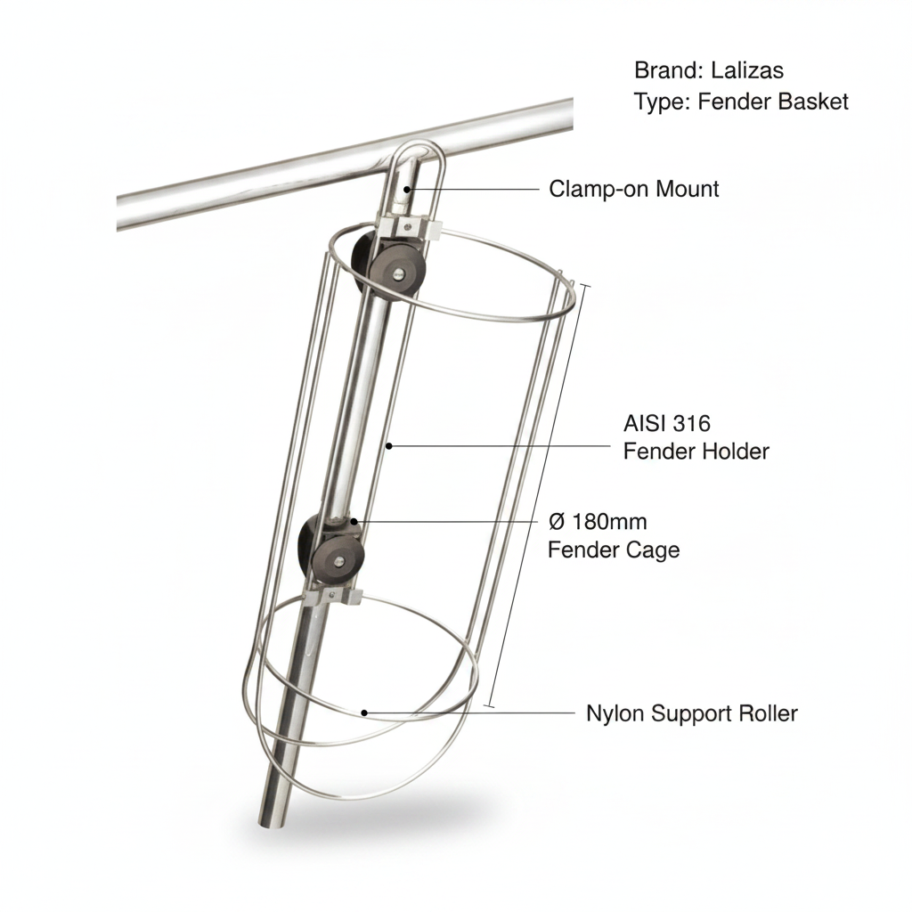 Modular Fender Ø 180mm x 420mm Fender Basket | 4Boats - Technical specification image 2