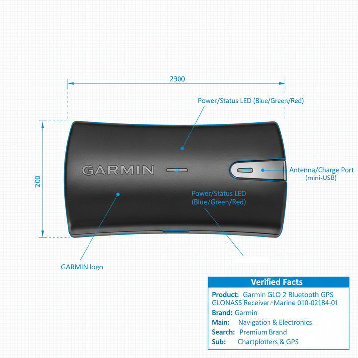 Garmin GLO 2 Bluetooth GPS GLONASS Receiver Portable 10Hz Marine 010-02184-01 - Technical specification image 3