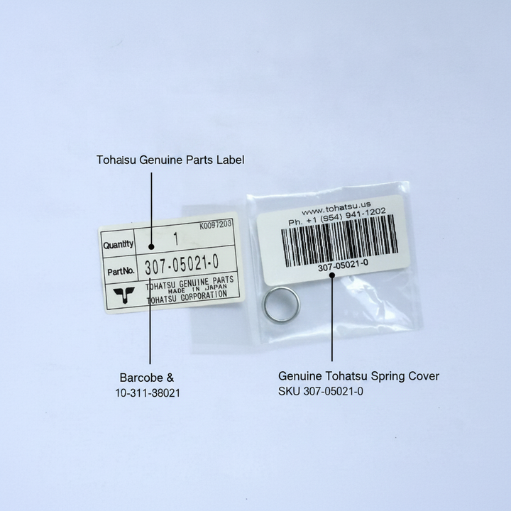 Genuine Tohatsu spring cover replacement part SKU 307-05021-0 - Technical specification image 2