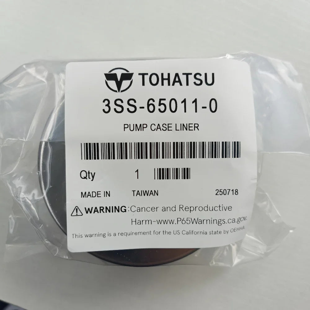 Tohatsu pump case liner packaging with label on a white background