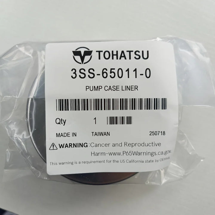 Tohatsu pump case liner packaging with label on a white background